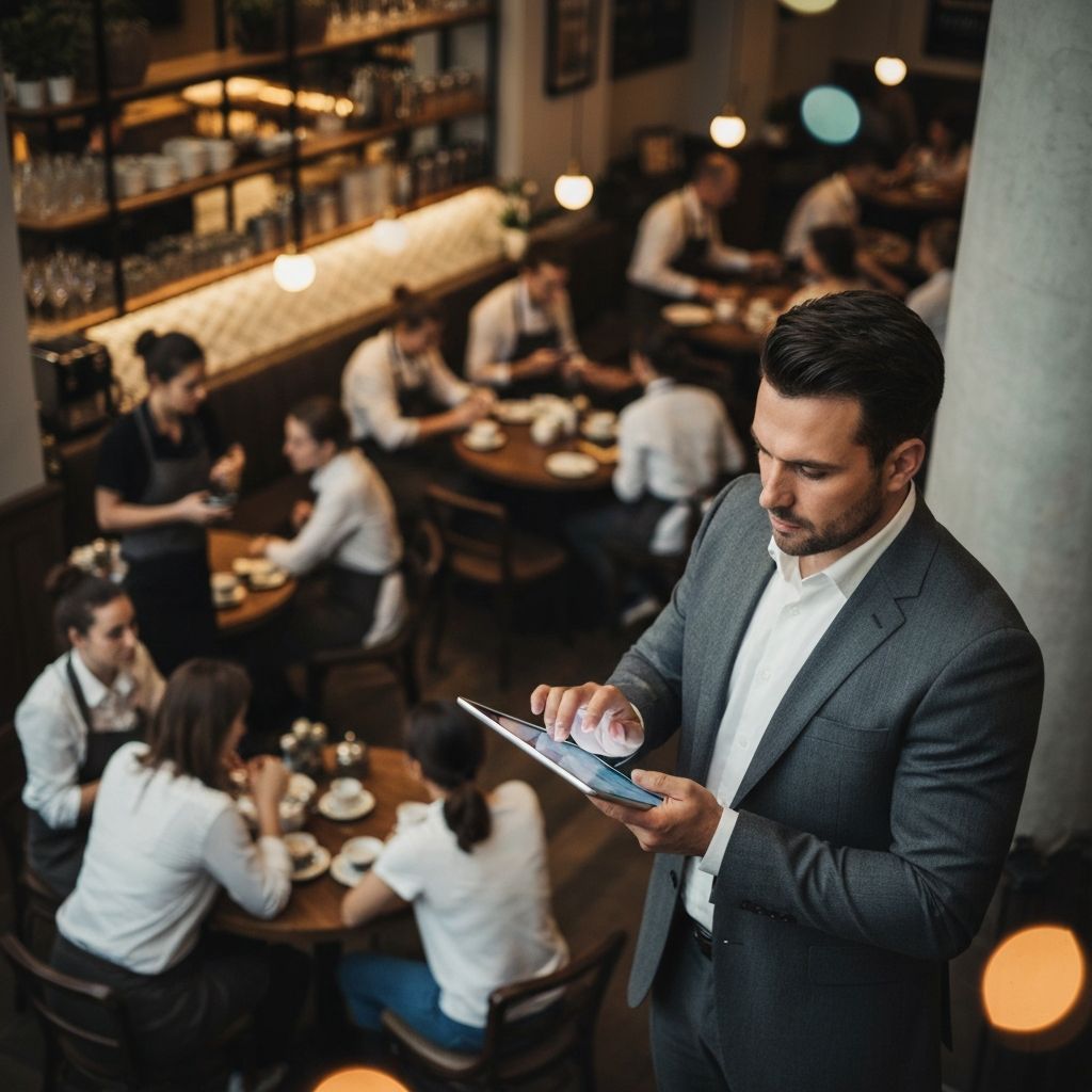 Proprietário gerenciando estabelecimento